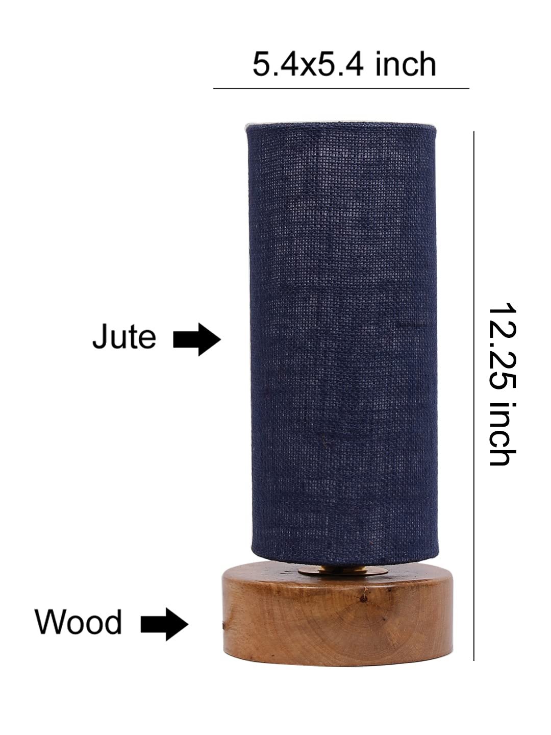 Blue Jute Shade with Round Wood Base