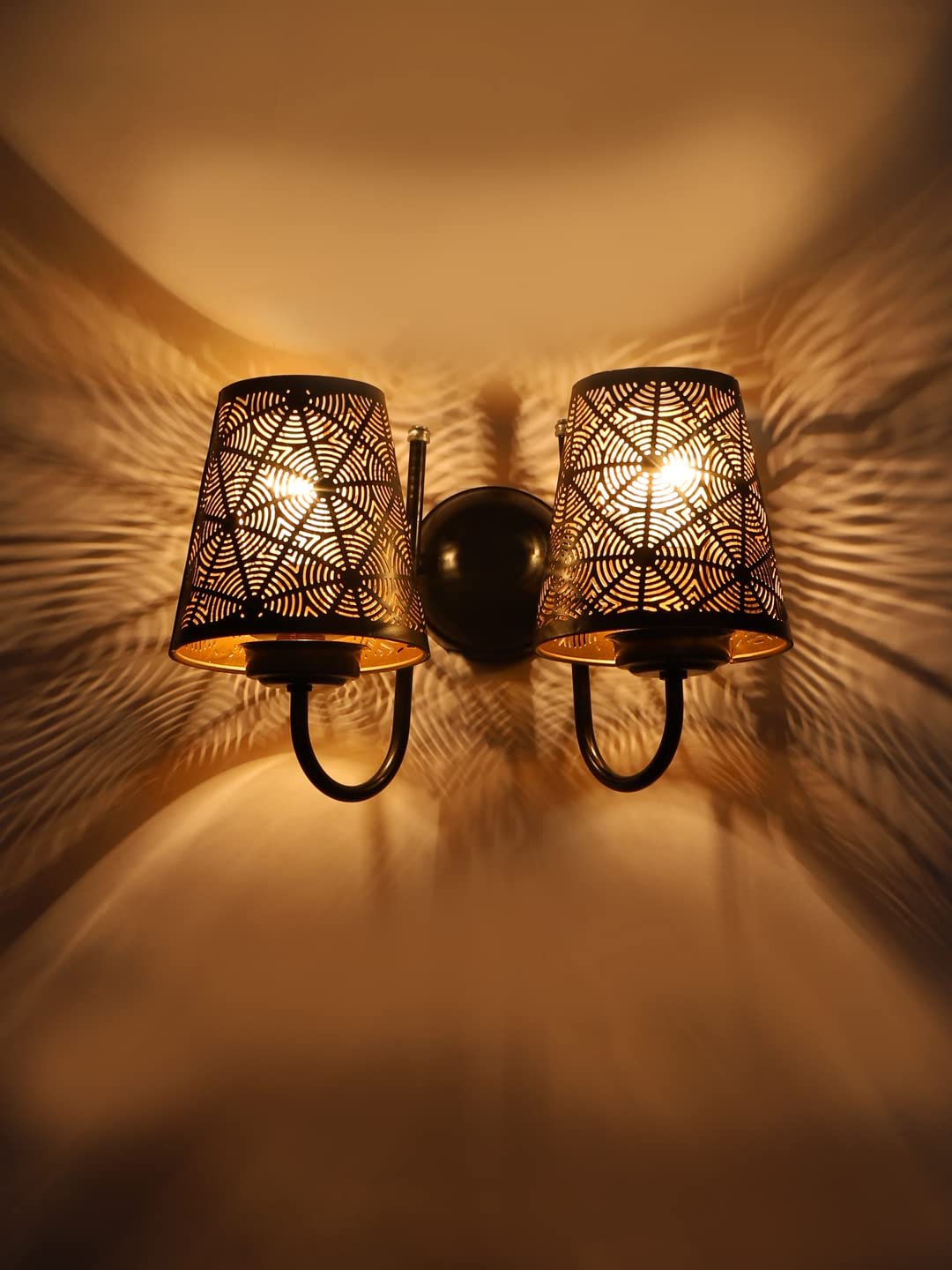 Dual Etched Round Wall Mounted Lamp with Iron Base(JH23)