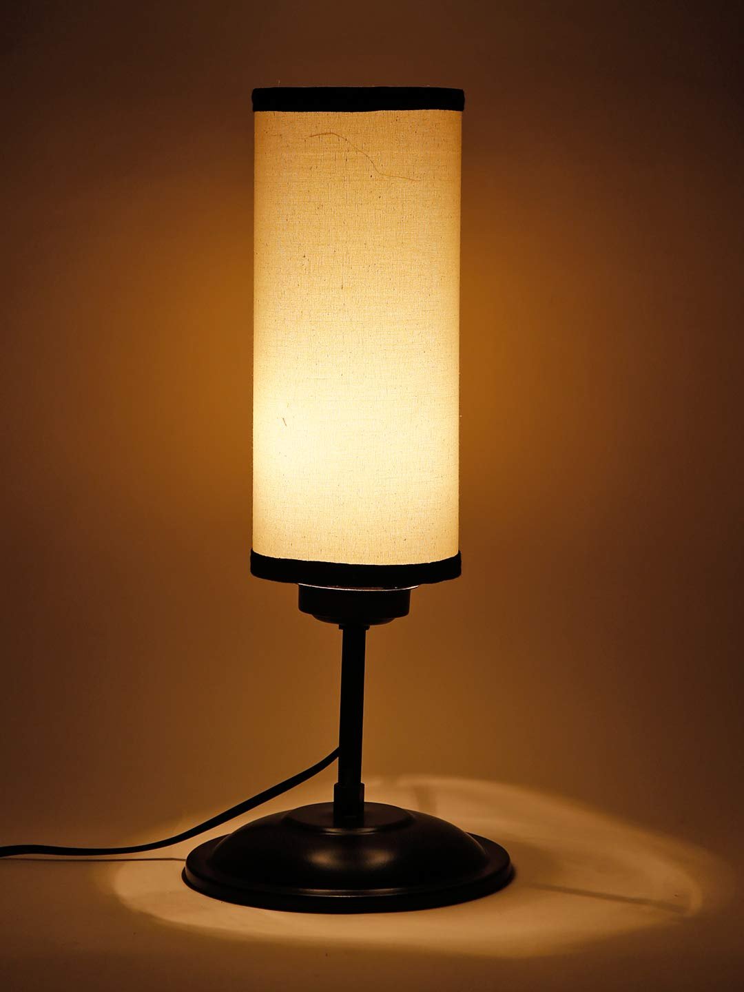 Cylindrical Multicolor Cotton Shade Table Lamp with Black Base (Size : 6.75x6.75x16.1 Inches)