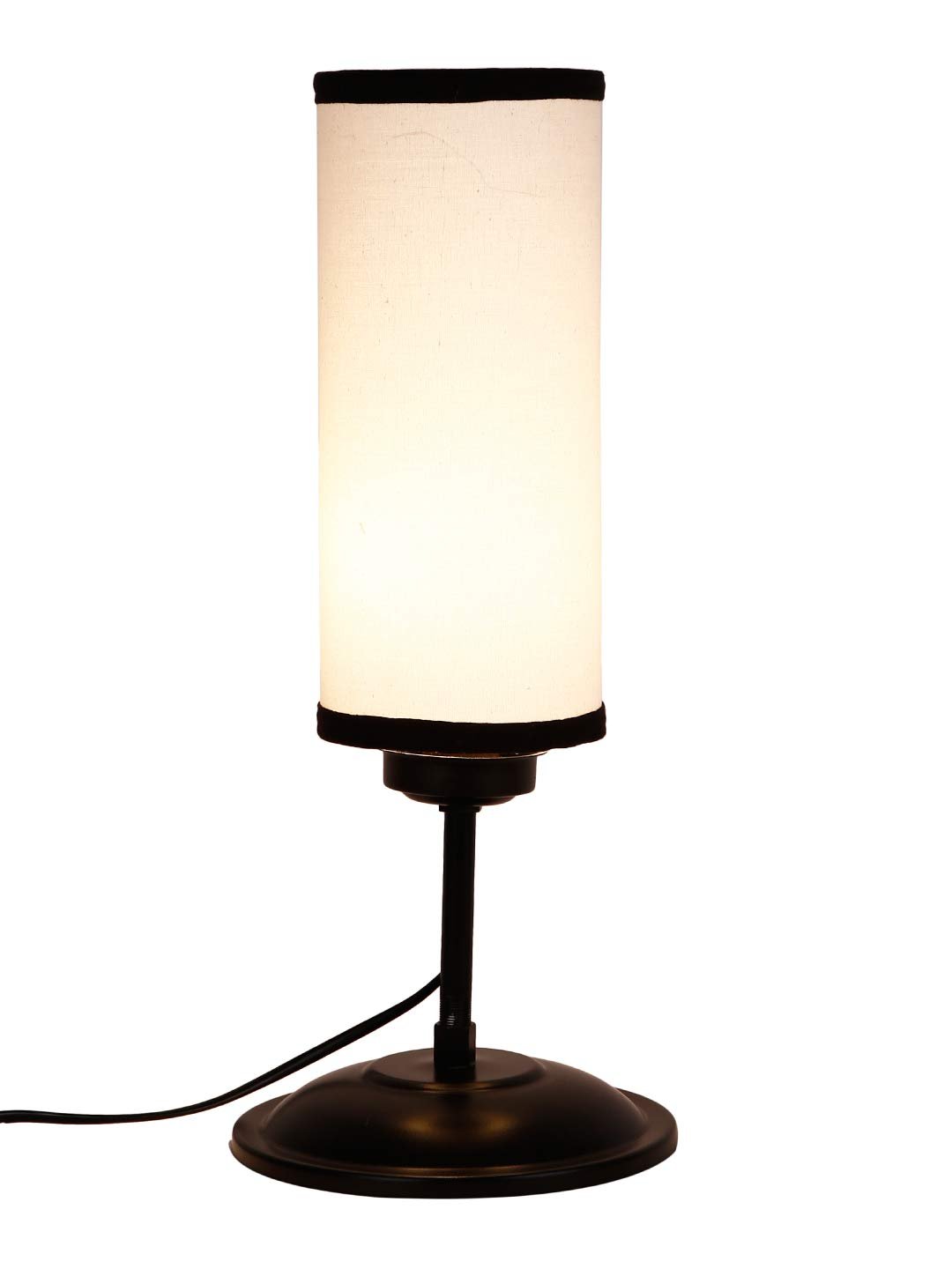 Cylindrical Multicolor Cotton Shade Table Lamp with Black Base (Size : 6.75x6.75x16.1 Inches)