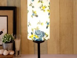 Cylindrical Multi Cotton Shade Table Lamp with Black Base (Size : 6.75x6.75x16.1 Inches)