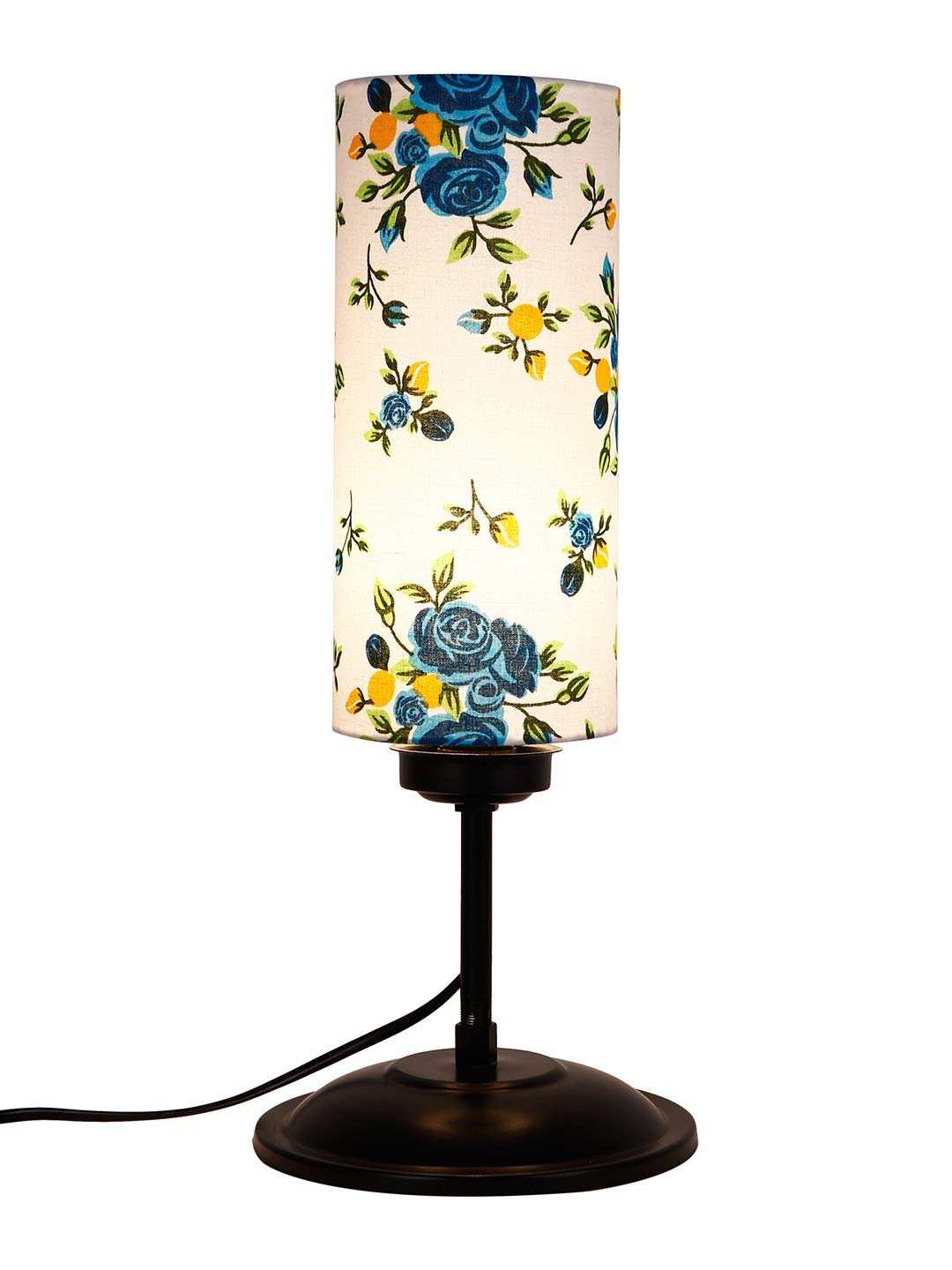 Cylindrical Multi Cotton Shade Table Lamp with Black Base (Size : 6.75x6.75x16.1 Inches)