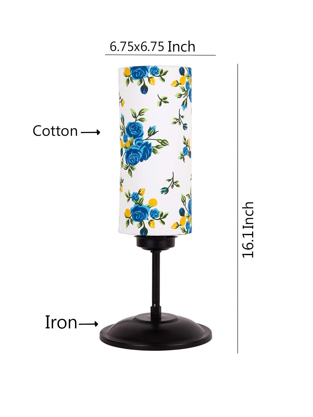 Cylindrical Multi Cotton Shade Table Lamp with Black Base (Size : 6.75x6.75x16.1 Inches)