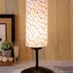 Cylindrical Multi Cotton Shade Table Lamp with Black Base (Size : 6.75×6.75×16.1 Inches)