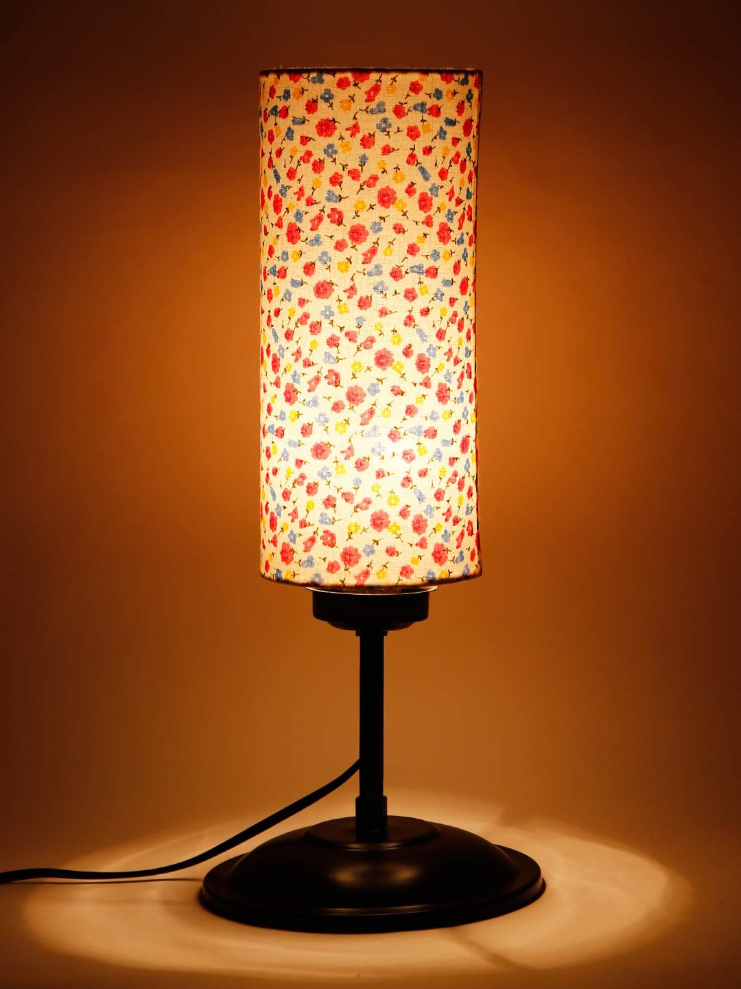 Cylindrical Multi Cotton Shade Table Lamp with Black Base (Size : 6.75x6.75x16.1 Inches)