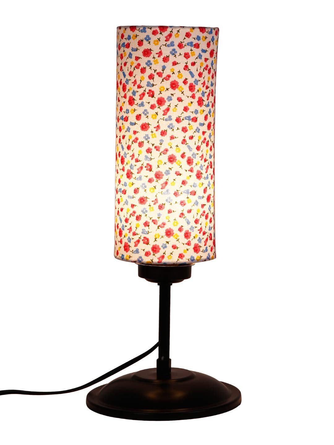 Cylindrical Multi Cotton Shade Table Lamp with Black Base (Size : 6.75x6.75x16.1 Inches)