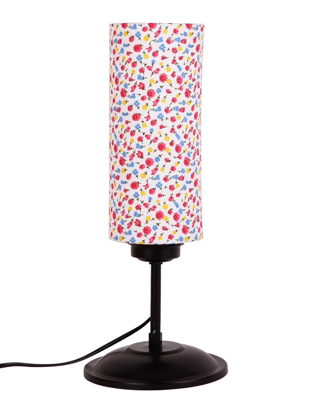 Cylindrical Multi Cotton Shade Table Lamp with Black Base (Size : 6.75x6.75x16.1 Inches)