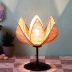 Rose Bamboo Shade Table Lamp with Black Base (Size : 12x12x13.25 Inches)