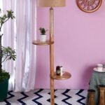 Beige Jute Drum Shade Wood Natural Table Floor lamp