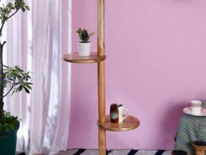 Beige Jute Drum Shade Wood Natural Table Floor lamp