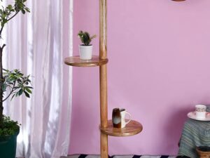 White Jute Drum Shade Wood Natural Table Floor lamp
