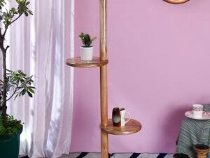 Maroon Jute Drum Shade Wood Natural Table Floor lamp