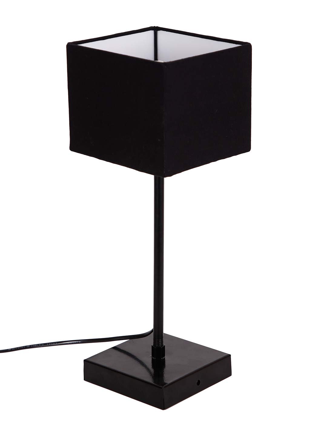 Square Black Cotton Shade Table Lamp with Iron Base