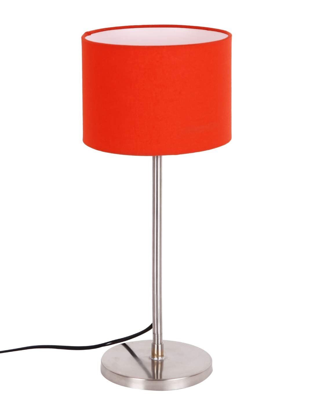 Drum Orange Cotton Shade Table Lamp with Steel Base