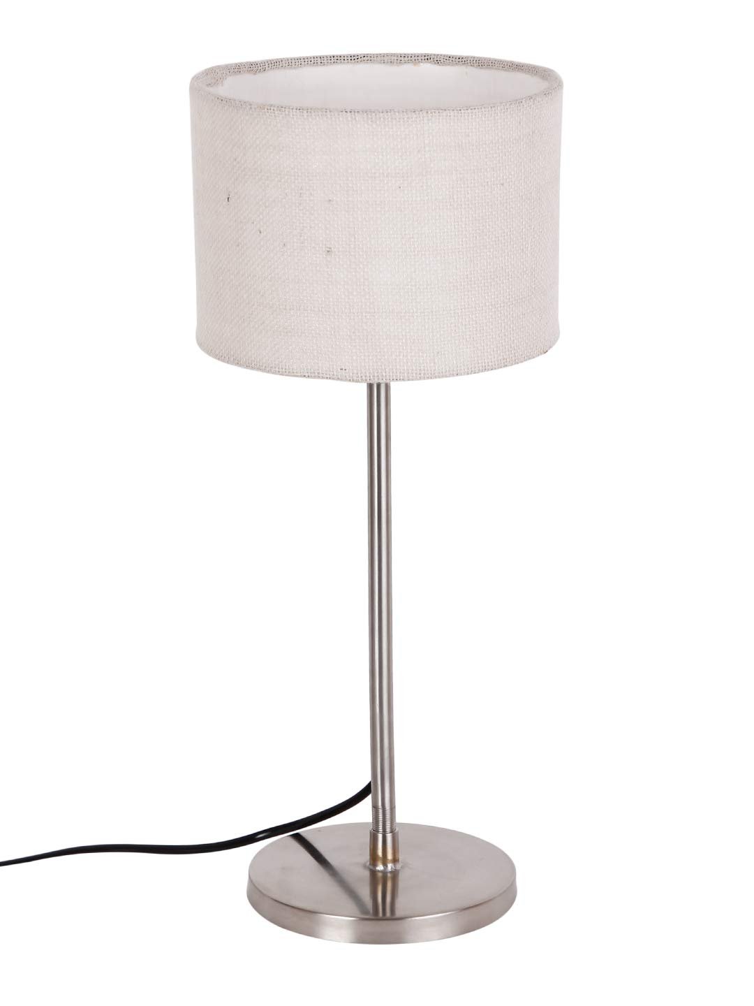 Drum Maroon Jute Shade Table Lamp with Steel Base