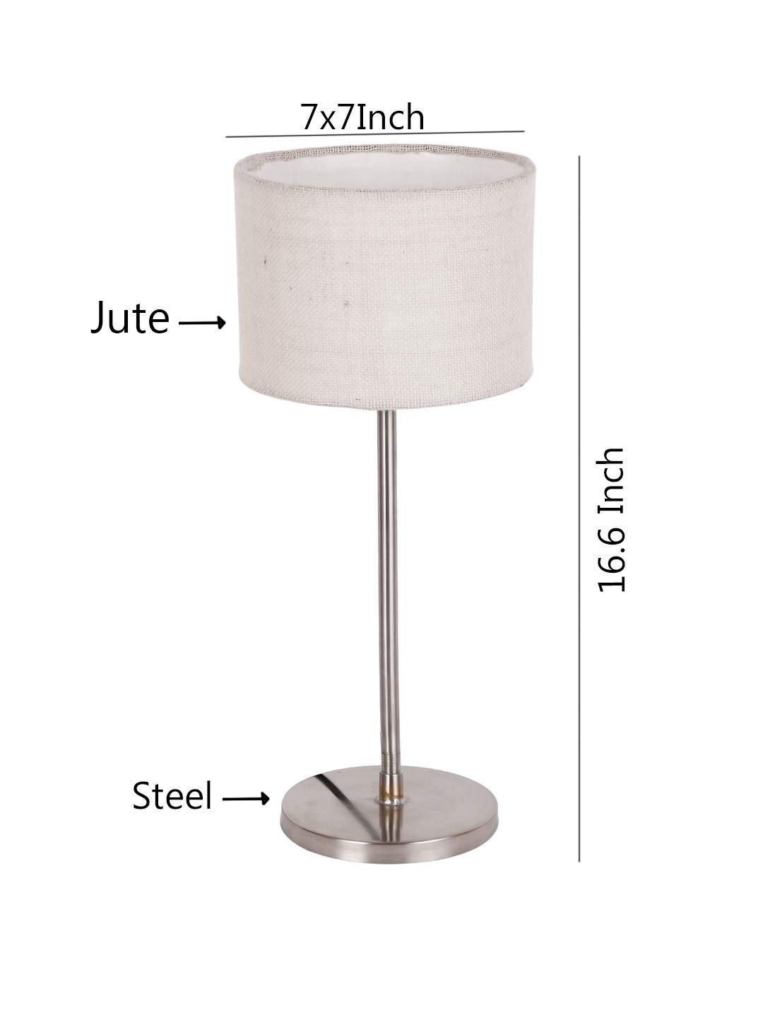 Drum Maroon Jute Shade Table Lamp with Steel Base
