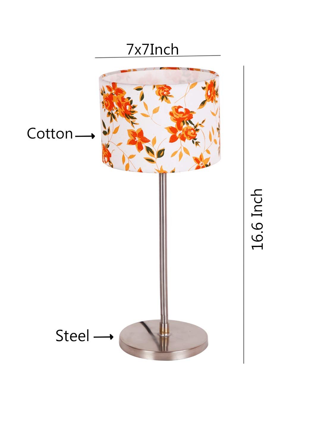 Drum Multicolor Cotton Shade Table Lamp with Steel Base