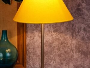 Conical Cotton Shade Table Lamp with Steel Base