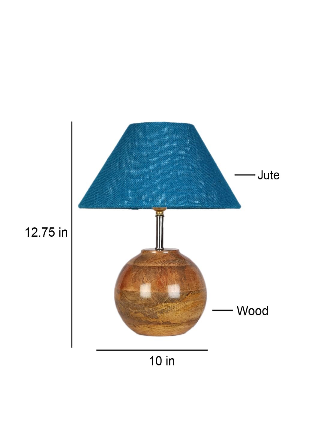Turquoise Jute with Natural Wood Table Lamp
