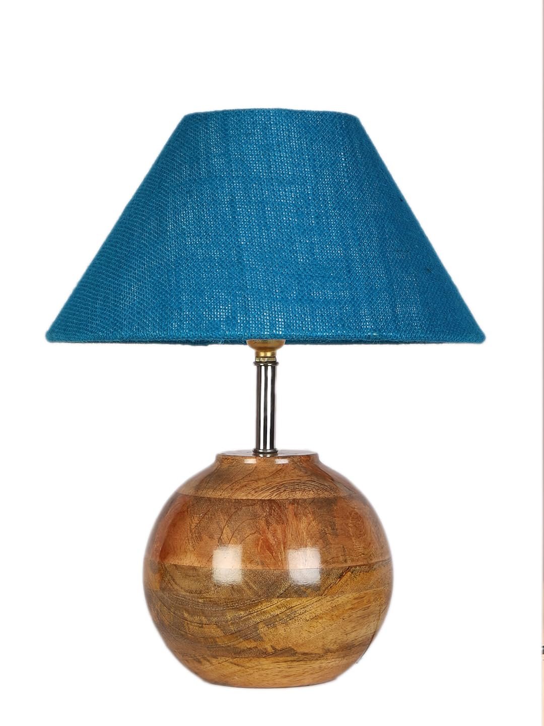 Turquoise Jute with Natural Wood Table Lamp