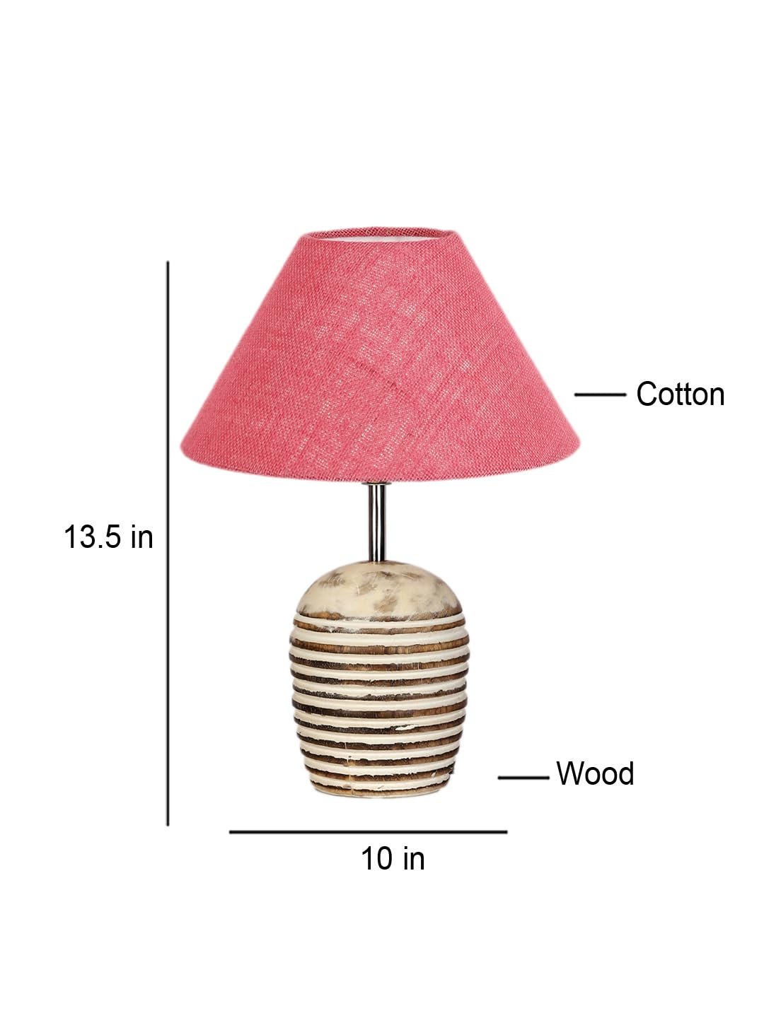 Pink Jute with White Brushed Wood Table Lamp