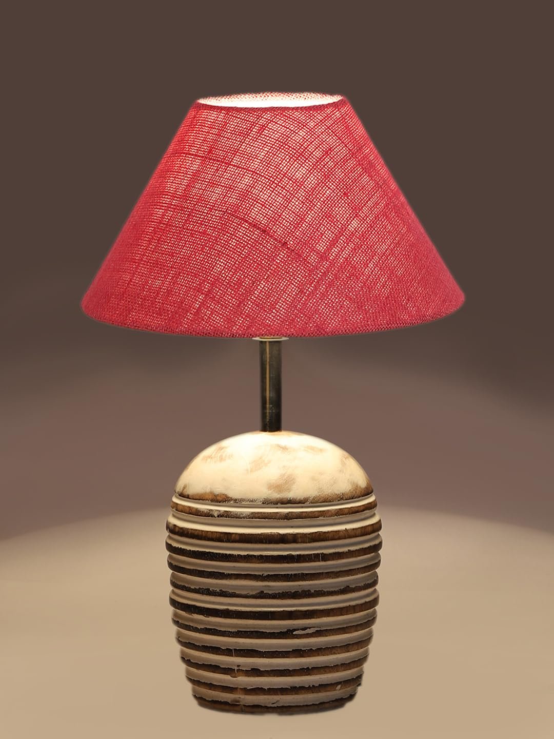 Pink Jute with White Brushed Wood Table Lamp