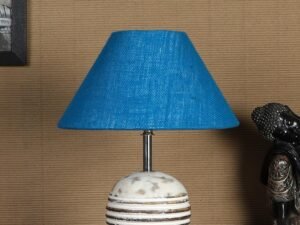 Turquoise Jute with White Brushed Wood Table Lamp
