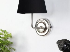 Steel Wall Lamp, Wall Decor, Wall Hanging Wood Light lamp,Vintage Wall Lamps, Industrial Wall Lights Decorative Home, Living Room, Indoor Outdoor Lighting- Cotton Shade-(Black)-MK