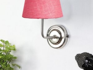 Steel Wall Lamp, Wall Decor, Wall Hanging Wood Light lamp,Vintage Wall Lamps, Industrial Wall Lights Decorative Home, Living Room, Indoor Outdoor Lighting- Jute Shade-(Pink) 93