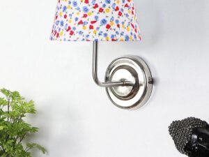 Steel Wall Lamp, Wall Decor, Hanging Wood Light lamp,Vintage Lamps, Industrial Wall Lights Decorative Home, Living Room, Indoor Outdoor Lighting- Cotton Shade-(Printed)-Flowers98
