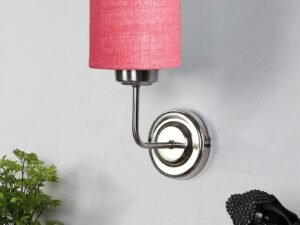 Steel Wall Lamp, Wall Decor, Wall Hanging Wood Light lamp,Vintage Wall Lamps, Industrial Wall Lights Decorative Home, Living Room, Indoor Outdoor Lighting- Jute Shade-(Pink)