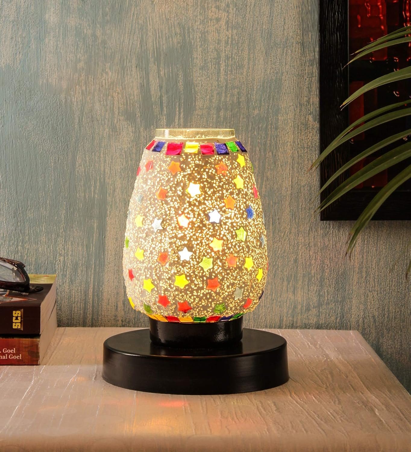 Multicolor Mosaic Glass Table Lamp (Small, Multicolor)