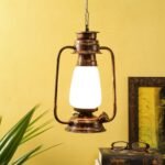Copper White Glass Lantern Hanging (White)