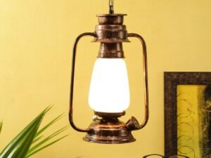 Copper White Glass Lantern Hanging (White)