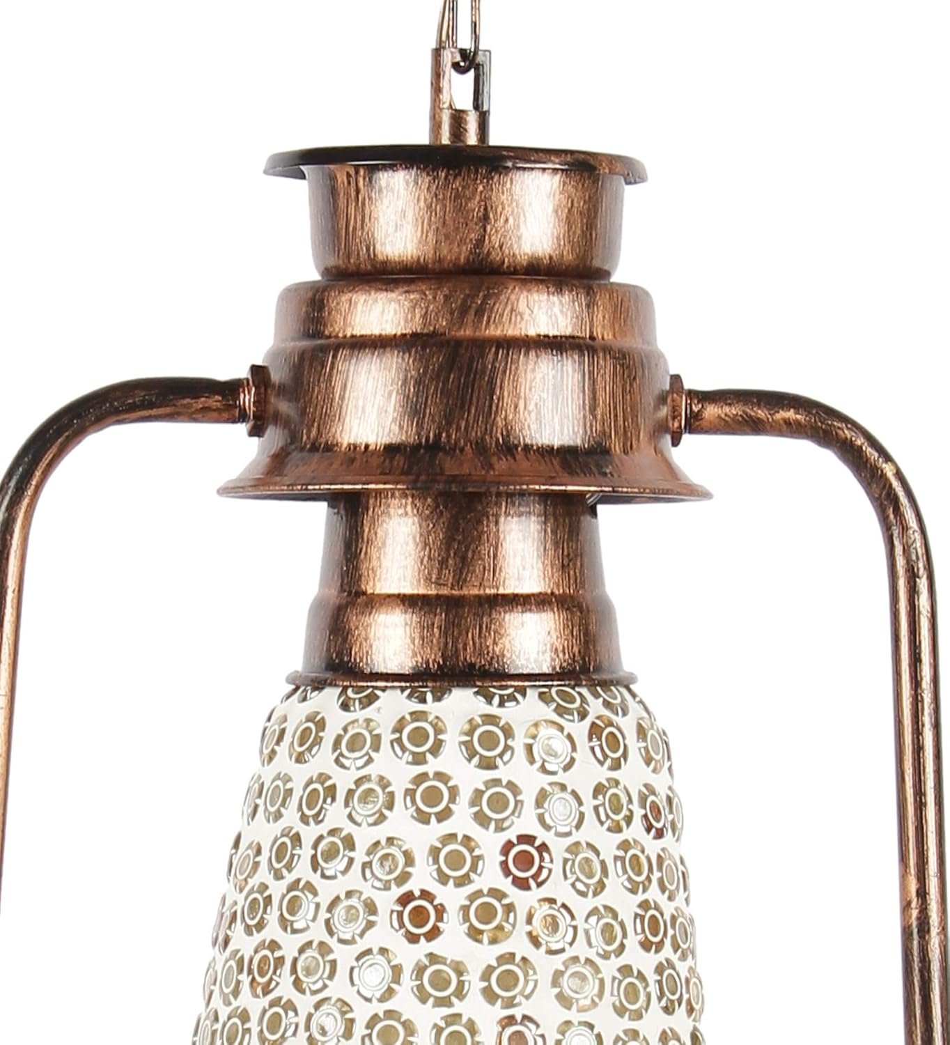 Copper Mosaic Glass Lantern Hanging (Multicolor)
