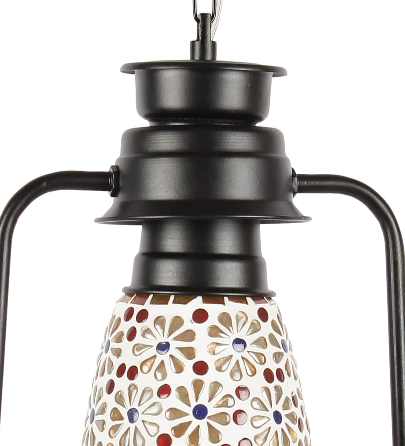 Black Mosaic Glass Lantern Hanging (Multicolor)