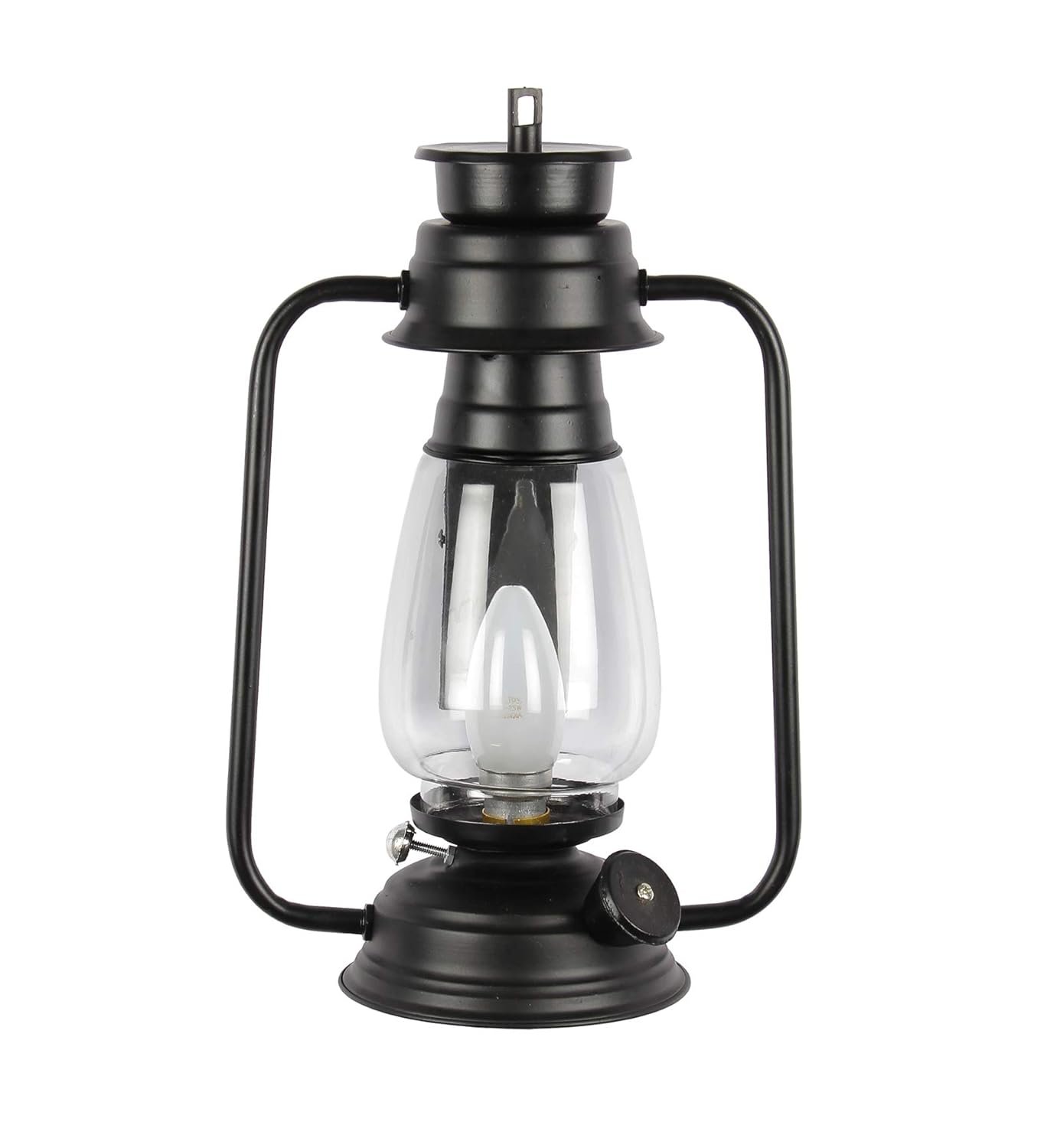 Black Clear Glass Lantern Wall Mounted Lamp (Clear)