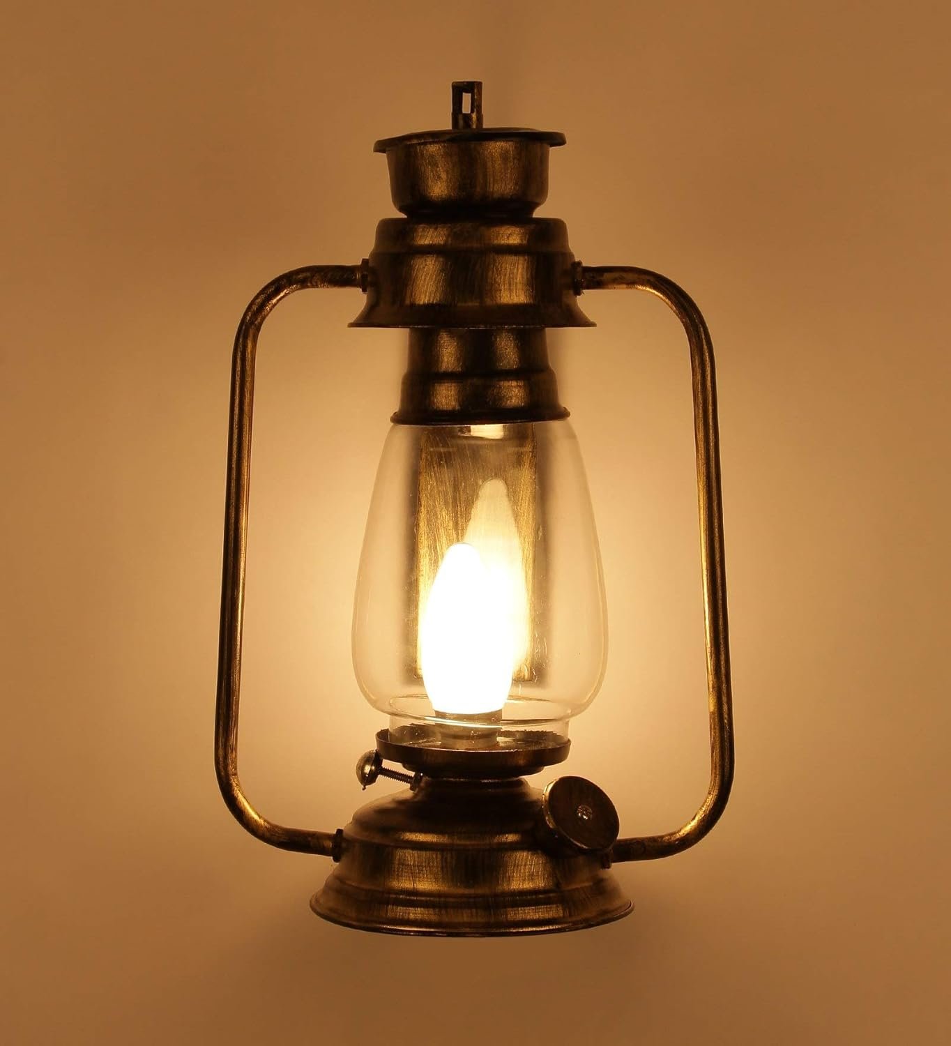 Glass Lantern Wall Mounted Lamp (Golden Clear)