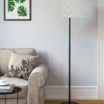 White Jute Drum Shade with Iron Floor lamp with Wood Base for Decoration/Office/Home/Gifting/Study .-(12x12x58.5 Inches)