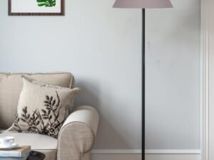 Grey Cotton Conical Shade with Iron Floor lamp with Wood Base for Decoration/Office/Home/Gifting/Study .-(14x14x58.7 Inches)