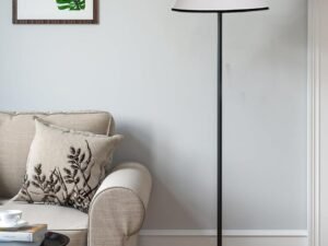 White & Black Cotton Conical Shade with Iron Floor lamp with Wood Base for Decoration/Office/Home/Gifting/Study .-(14x14x58.7 Inches)