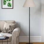 White Jute Conical Shade with Iron Floor lamp with Wood Base for Decoration/Office/Home/Gifting/Study .-(14x14x58.7 Inches)