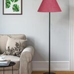 Pink Jute Conical Shade with Iron Floor lamp with Wood Base for Decoration/Office/Home/Gifting/Study .-(14x14x58.7 Inches)