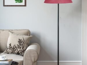 Pink Jute Conical Shade with Iron Floor lamp with Wood Base for Decoration/Office/Home/Gifting/Study .-(14x14x58.7 Inches)