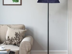 Blue Jute Conical Shade with Iron Floor lamp with Wood Base for Decoration/Office/Home/Gifting/Study .-(14x14x58.7 Inches)