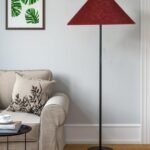Maroon Jute Coolie Shade Floor lamp with Black Wood Base for Decoration/Office/Home/Gifting/Study .(13x13x55.7 Inches)