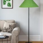 Green Jute Coolie Shade Floor lamp with Black Wood Base for Decoration/Office/Home/Gifting/Study .(13x13x55.7 Inches)
