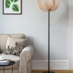 Rose Bamboo Shade Floor lamp with Black Wood Base for Decoration/Office/Home/Gifting/Study-(12x12x56.2 inches)