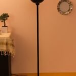 Metal Shade Floor Lamps with Black Wood Wase -(10x10x55) Inches