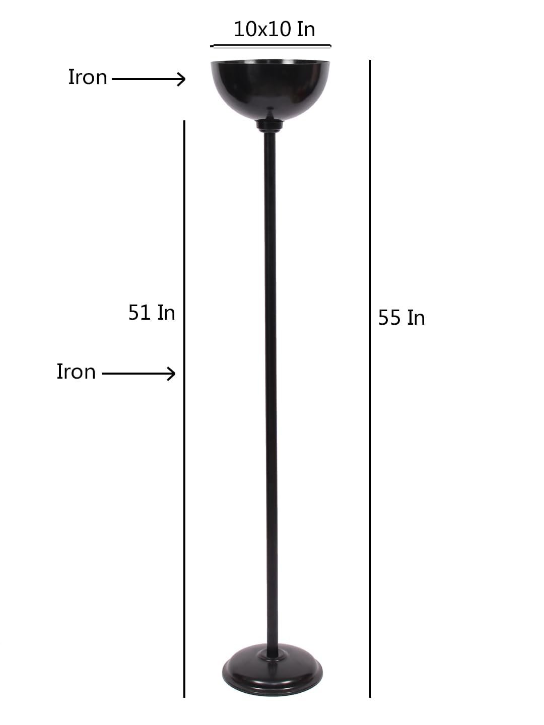 Metal Shade Floor Lamps with Black Wood Wase -(10x10x55) Inches
